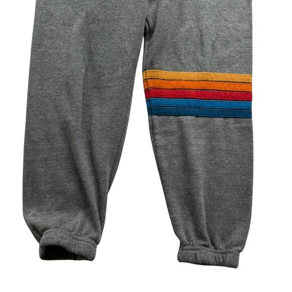 Aviator Nation Rainbow Leg Stripe Sweatpant Grey Size XS Jogger High Rise Cotton - Picture 5 of 6